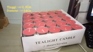 Lilin Tealight Merah 4 Jam 100 Lilin Doa Lilin Dekorasi Tanpa Aroma