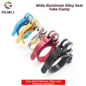 Quick Release Bike Seat Tube Clamp Mountain Road Bicycle Fixed Seat Post Clamp Aluminum Alloy Material for Racing Bikes