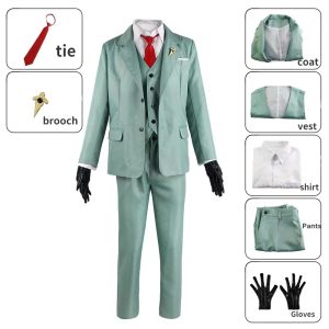 Anime Spy X Family Loid Forger Cosplay Costume Light Green Suit Short Blond Twilight Outfit Shirt Tie Men Clothes Halloween