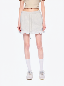 ANN ANDELMAN | Gray Bodycon Midi Skirt with Ruffle Design