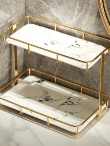 Luxury Bathroom Vanity Shelf Toilet Wash Basin Makeup Storage Rack Stainless Steel Floor Standing Palace Style Organizer