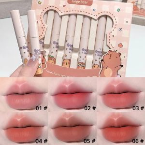 ชุดลิปสติกเนื้อแมทกำมะหยี่ 7 ชิ้น ลายคาปิบาร่าสุดน่ารัก สีนู้ดเนียนนุ่ม ติดทนนาน ง่ายต่อการลงสี