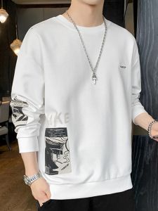 ROMON | เสื้อยืดคอกลมแขนยาวพิมพ์ลายลำลองสำหรับผู้ชาย แฟชั่นฤดูใบไม้ผลิและฤดูใบไม้ร่วง เสื้อชั้นในผู้ชาย ทรงหลวม ผ้าโพลีเอสเตอร์ผสมคอตตอน