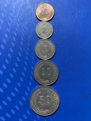 1967 Singapore 1c to 50 Cents old coin set
