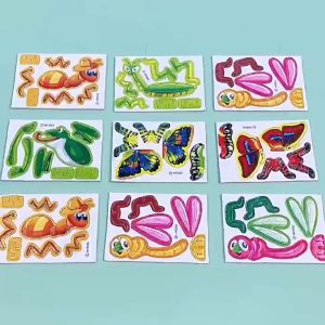 3D Paper Puzzles Kids Funny Cartoon Stereoscopic Jigsaw Dinosaur Insect Animal Aircraft Cognition Assembly Model DIY Handmade Educational Toys 25Pcs Set EVA Paper Board Early Learning Toys Birthday Party Favors Giveaway School Rewards Gift