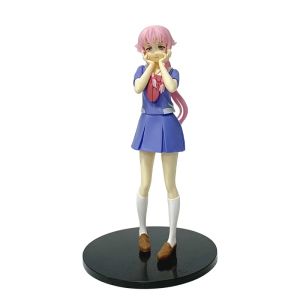 Bandai | In stock 17cm Future Diary Mirai Nikki Gasai Yuno Anime Uniform Dress Standing Posture Action Figure Model toys Thanksgiving