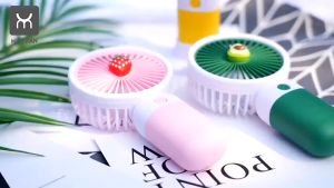 Cute cartoon handheld mini fan USB rechargeable battery-in small cooling fan portable and travel outdoor indoor sports