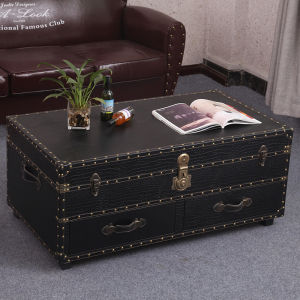 American Retro Tower Maky Locker Clothing Store B & B Bar Coffee Table Antique Leather Trunk Tea Table