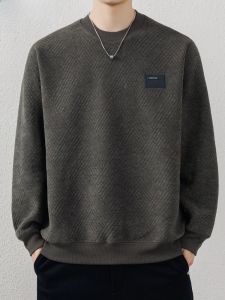 HENGYUANXIANG | Hengyuanxiang High-End Brand Mens Thickened Fleece Lined Knitwear Round Neck Inner Wear Winter Warm Casual Fashion Polyester Blend Long Sleeve Sweater