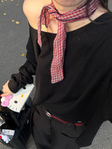 ผ้าพันคอไหมลินินลายสก็อตสีแดงสไตล์ย้อนยุคสำหรับผู้หญิง ผ้าพันคอแบบบางหรูหรา แฟชั่นฤดูร้อน ผ้าพันคอแบบยาวสำหรับผู้หญิง