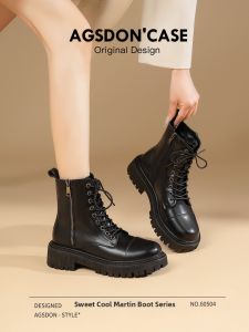 Agsdon | New Warm Lined Martin Boots Short High Heel Bootie