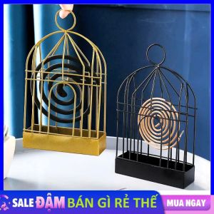 Khay Đựng Nhang Muỗi Thép Không Gỉ Kiểu Lồng Chim Chống Bỏng Kèm Móc Treo - Hộp Nhang Muỗi An Toàn / Hộp Đốt Hương Nhang Chuyên Dụng An Toàn Khi Sử Dụng