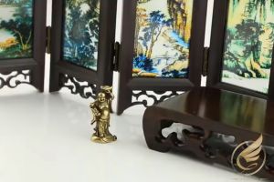 Decor Mini Tượng Phật Di Lặc Cầm Gậy Như Ý Thần Tài Tượng Đồng Nhỏ Trang Trí Bằng Đồng Thau - Đồ Đồng Thuận Tâm