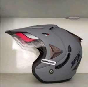 Helm JPX Supermoto Semicross Solid Black Doff Army doff Grey Red
