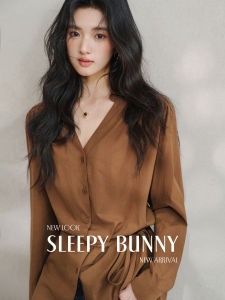 Vintage Lazy Atmosphere V-Neck Tied Waist Long Sleeve Shirt