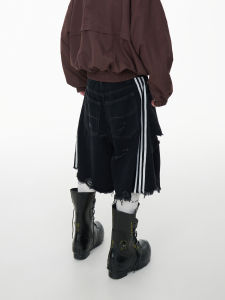 Quần Short Denim Rách Rách Phong Cách Hip Hop Cạp Vừa Mùa Hè Thường Ngày Quần Jeans Nam Quần Ống Loe Ngắn