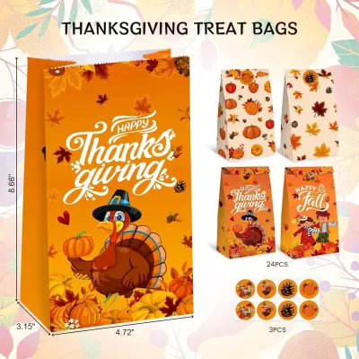 B Pattern 36 Colorful Popular Food Gift Bag Kraft Paper Bag with Square Bottom for Cross-Border Packaging