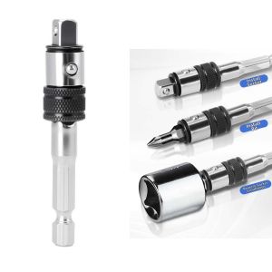 1/4inch Hex Shank To Square Socket Adapter Extension Bar Quick Change Bit Holder Extension Rod Self-Locking Bit Holder