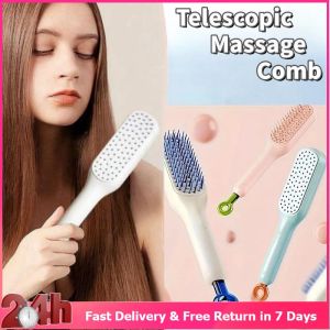 1pcs Massage Scalp Anti-Static Hair comb Self Cleaning Massage Comb with Retractable Bristles