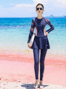 XTEP | Conservative Slimming Long Sleeve Long Pants One-Piece Swimsuit for Swimming Training Surfing Diving