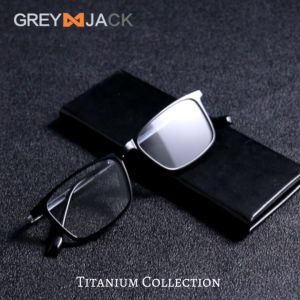 Grey Jack Kacamata Frame Model Kotak Bahan Titanium Style Bisnis Simple Ringan Bisa Minus Fashion Pria Wanita Keren 95012
