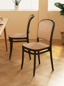 Dining-Table Chair For Home Rattan Dining Chair Scandinavian Log Style Bed & Breakfast Backrest Solid Wood Chair Internet Celebrity Silent Style Conference Chair