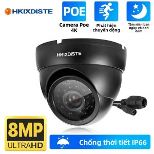 Camera An Ninh 8MP POE Với Tầm Nhìn Ban Đêm Hồng Ngoại Mái Vòm Kim Loại Ngoài Trời Phát Hiện AI Thông Minh Để Giám Sát Con Người/ô Tô/thú Cưng Màu Đen