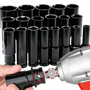 6-Point Impact Socket Set Steel Impact Metric Wrench Sockets For Home Car Repair Removing Tire Screws Hand Power Repair Tools