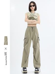 High Waist Hiking Sport Utility Pants Womens Spring Summer Autumn 2024 New Style Cargo Pants Parachute Pants Korean Style