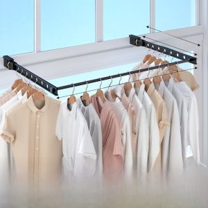 Invisible Folding Balcony Clothes Drying Rack 360 Degree Rotation Indoor Guardrail Anti-Theft Net Laundry Careting Device