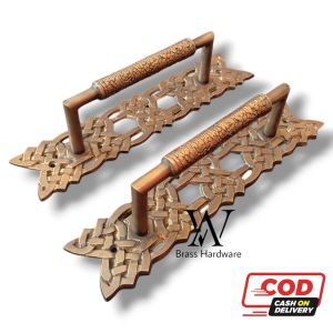 Handle Pintu Rumah Kuningan Antik Motif Tali Ukir 25 cm 2 pcs