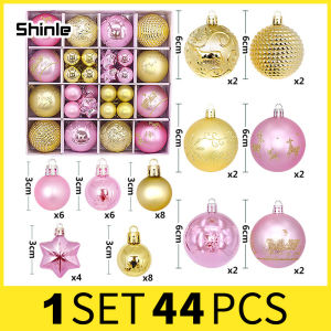 44pcs set Xmas Balls Set Ornament for Christams Tree Decor Christmas Balls Decorations Home Hanging Decorative Balls New Year Gift