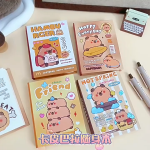 Capybara Buku Nota Mini 📒 A7 Portable Zipper Pocket Notebook Cute Cartoon Student School Stationery Gift