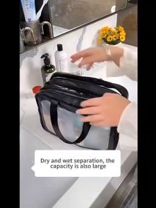 Waterproof Portable makeup skin care beach Wash Dry and Wet Separation Travel bag Pouch Organizer