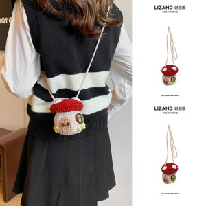 Túi Đeo Chéo Trẻ Em Dễ Thương Thời Trang Mùa Thu Đông Phong Cách Hoạt Hình Túi Đan Kiểu Nhà Nấm Túi Da Tổng Hợp Thường Ngày