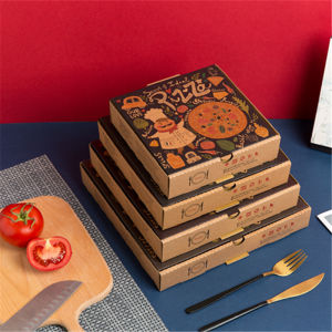 Kraft Paper Pizza to-Go Box 6 7 8 9 10 12 14 16 18 Inch Large Size Takeaway Pizza Packaging