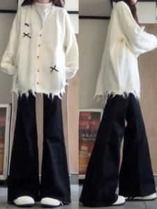 ต่ํา เอว American High Street เดนิม กางเกงยีนส์ ผู้หญิง พรางหุ่น ทันสมัย ฤดูใบไม้ผลิ ฤดูใบไม้ร่วง ขากว้าง Micro Flare กางเกง