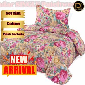 Cadar Bedsheet 2 in 1 Set Single Patchwork Cadar Bedsheet Cadar Alas Tilam Untuk Katil Bujang Jenis Hamparan Sesuai Untuk Asrama