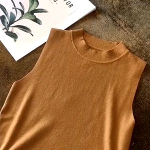 New Vest Top Pullover Knit Casual Half High Neck Tank Top for women