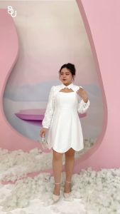 Đầm cổ đức cutout ngực phối ren BIGSIZE (55kg đến 95kg) - 23SD50 - [BUstu Bigsize]