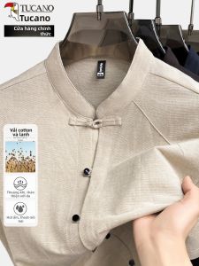 TUCANO | Áo Sơ Mi Tay Ngắn Phong Cách Trung Quốc Cotton Pha Linen Cho Bố