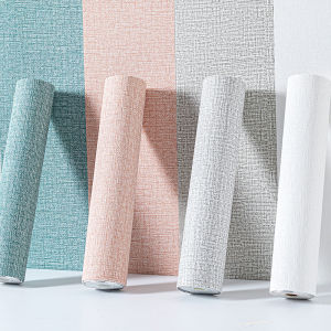 50cmX10m Linen 3D Solid Color Thickened Waterproof Foam Self-adhesive PVC Background Wall Renovation Wallpaper Wall Stickers