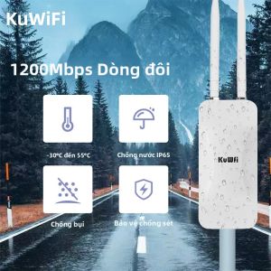 Bộ Mở Rộng WiFi Không Dây Băng Tần Kép KuWFi 1200Mbps 2.4G/5GHz AC1200 Điểm Truy Cập Ngoài Trời Với Ăng-ten Ngoài Thu Sóng Mạnh Bộ Định Tuyến Gia Đình