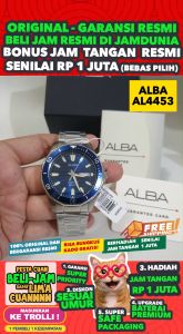 ALBA ORIGINAL - ALBA AL4453 X1 ALBA AL4453X1 Men CT - Silver - Stainless Steel - Diameter 4.5CM- Water Resist 200 Meter - Jamdunia / Jam dunia JD18 # Jam Tangan Pria Jam Pria Jam Tangan Anti Air + ALBA AL44 53 AL 44 53 X1 AL4 S003
