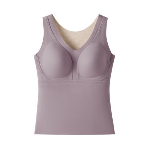 MiiOW | เสื้อกั๊กผ้าขนสัตว์ขนเป็ดสำหรับผู้หญิง อบอุ่น ไร้ตะเข็บ พร้อมแผ่นเสริมหน้าอก ไม่ต้องใส่เสื้อชั้นใน เสื้อชั้นในฤดูใบไม้ร่วงและฤดูหนาว