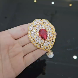 Elfindo-206 Bros Vintage Kristal Maroon Elegant Geometric Accessories Wanita Mewah Kekinian