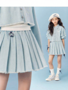 LOVESASAKIDS | Elastic Pleated Denim Skirt