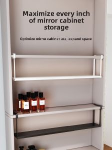 Bathroom Mirror Cabinet Storage Box Shelf Organizer Cosmetic Partition Plate under Shelf Bathroom Rack Inner Metal Storage Solution