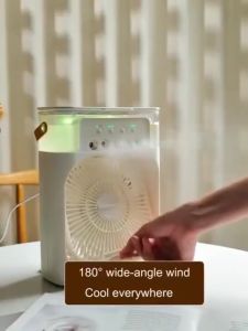 Quạt Điều Hòa Hơi Nước Mini Quạt Phun Sương Hơi Nước Làm Lạnh Không Khí Để Bàn Văn Phòng Quạt Phun Sương Hơi Nước 3 Chế Độ Hẹn Giờ Thông Minh Đèn LED 7 Màu Làm Mát Kép Tiết Kiệm Điện