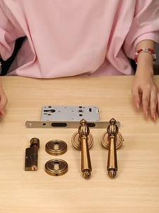 EU Style Split Door Lock | Silent & Anti-Theft | Easy Installation for Home Bedroom Bathroom UPVC Wood Door (Color: Golden)